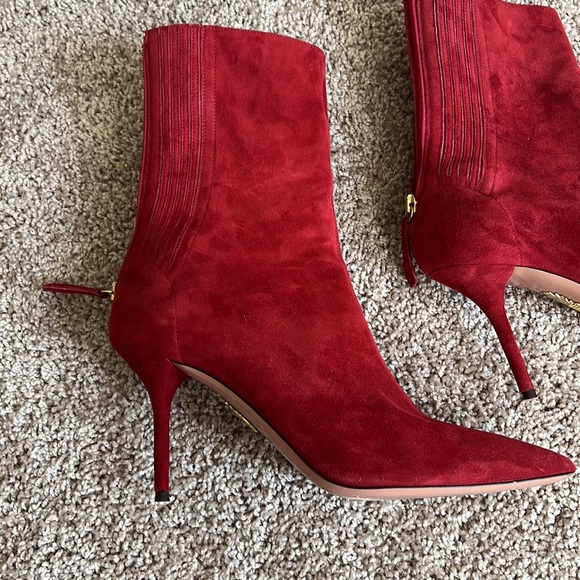 Aquazzura 85m red suede boot - Picture 3 of 9
